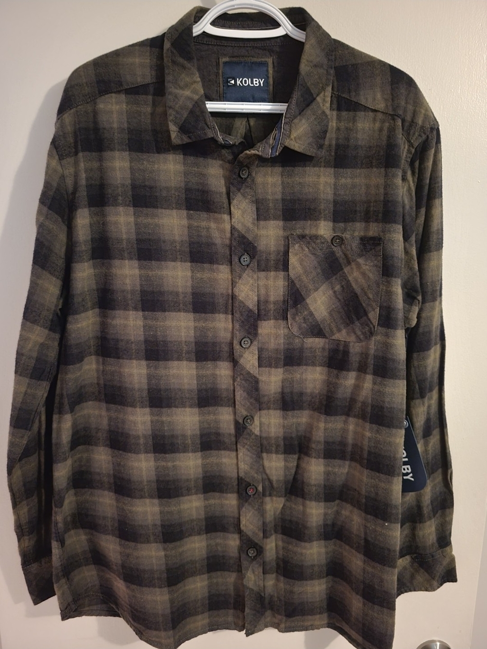 Men's Plaid Button-Up Shirt in Olive/Black